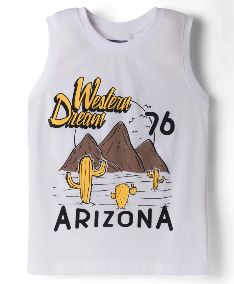 Pine Kids Pine Kids Sleeveless Tank T-Shirts with Text Print (Pack of 5) - Multicolor