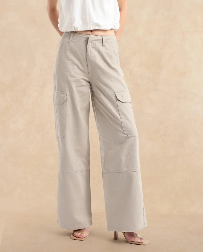ريريزم Women's Wide Ankle Length Broad Cargo Trouser