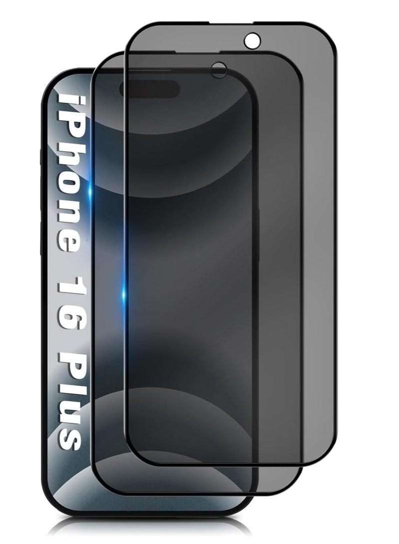 MIGOFAST 2 pcs Tempered Glass Compatible with iPhone 16 Plus Privacy Screen Protector [Anti-Spy] [Anti-Scratch] [9H Hardness] Tempered Glass for iPhone 16 Plus 6.7-Inch - Image 1