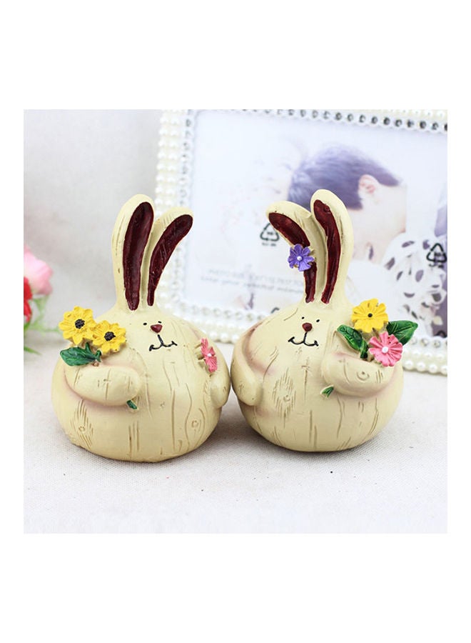 NIBEMINENT 2-Piece Creative Resin Crafts Large Cute Fat Garlic Rabbit Ornaments Multicolour 14 x 10 10cm - Image 2