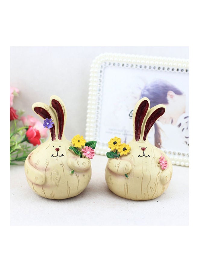 NIBEMINENT 2-Piece Creative Resin Crafts Large Cute Fat Garlic Rabbit Ornaments Multicolour 14 x 10 10cm - Image 1