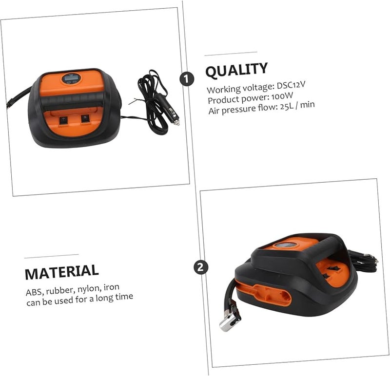 مضخة نفخ الإطارات الرقمية مع مقياس الضغط، ضاغط هواء سيارة محمول مدمج - Image 5