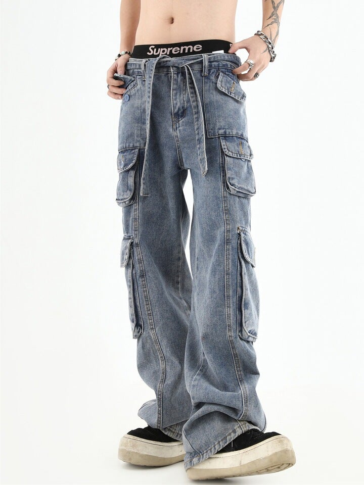 Unisex Classic Denim Jeans Loose Fit Daily Outdoor Wear - Image 3