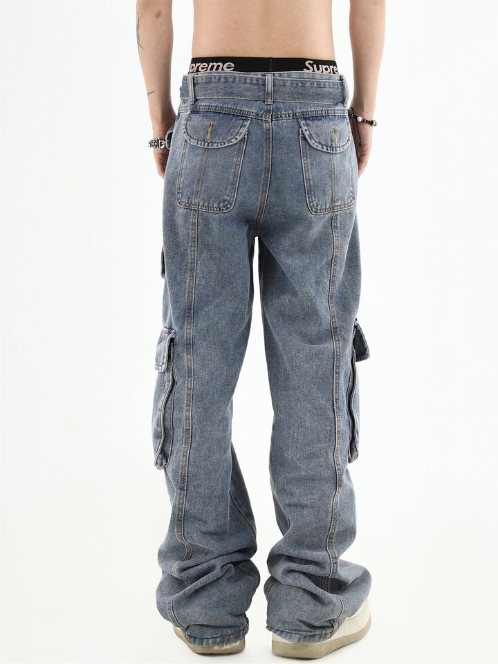 Unisex Classic Denim Jeans Loose Fit Daily Outdoor Wear - Image 4