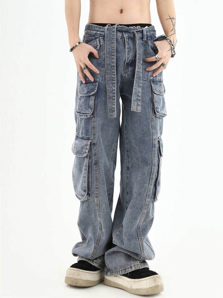 Unisex Classic Denim Jeans Loose Fit Daily Outdoor Wear - Image 2