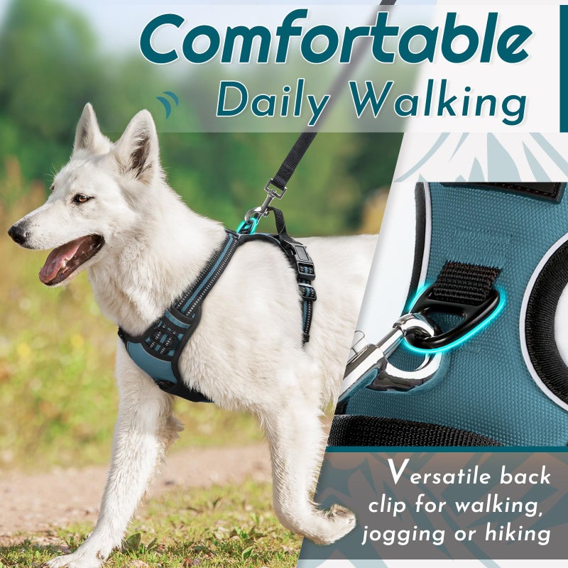 Eagloo Dog Harness Small Sized Dog, No Pull Service Vest with Reflective Strips and Control Handle, Adjustable and Comfortable for Walking, No Choke Pet Harness with 2 Metal Rings, Dark Green, S - Image 4