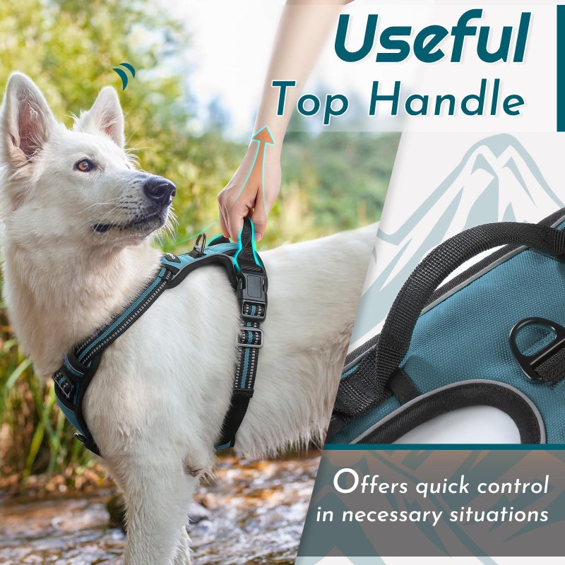 Eagloo Dog Harness Small Sized Dog, No Pull Service Vest with Reflective Strips and Control Handle, Adjustable and Comfortable for Walking, No Choke Pet Harness with 2 Metal Rings, Dark Green, S - Image 5