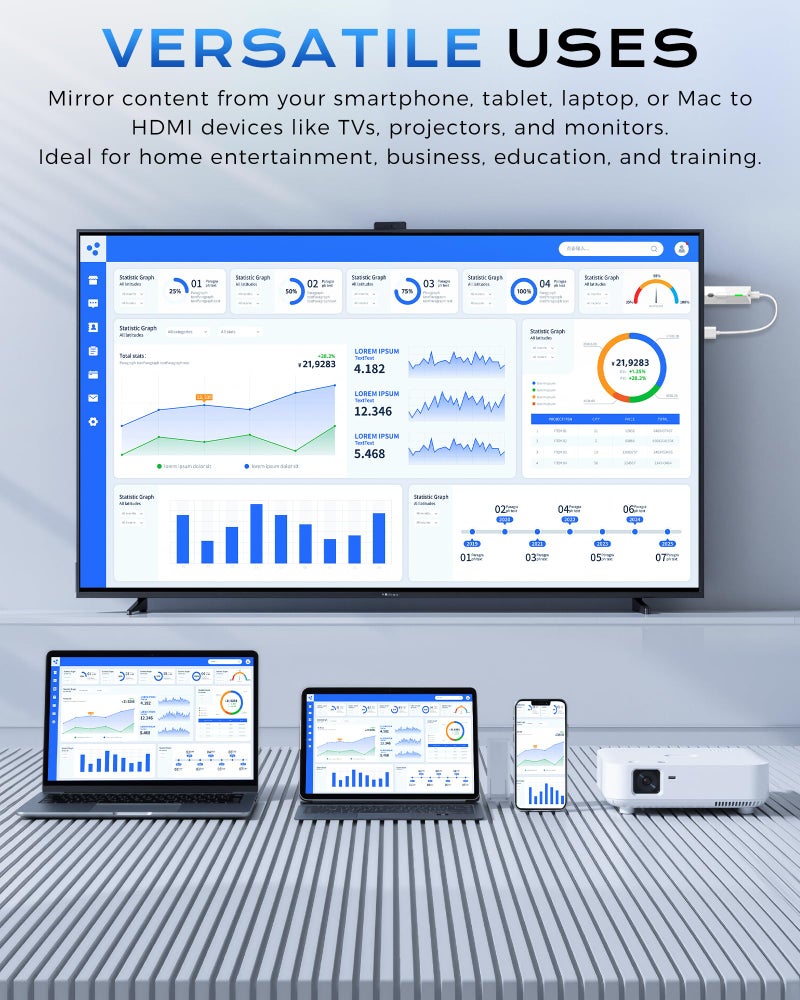 Tongtion محول عرض لاسلكي محدث 2026، ناقل محمول 1080p HDMI للبث، AirPlay/Miracast، واي فاي 5GHz | توصيل وتشغيل للهواتف الذكية/الكمبيوتر/التلفاز/البروجيكتور - Image 4