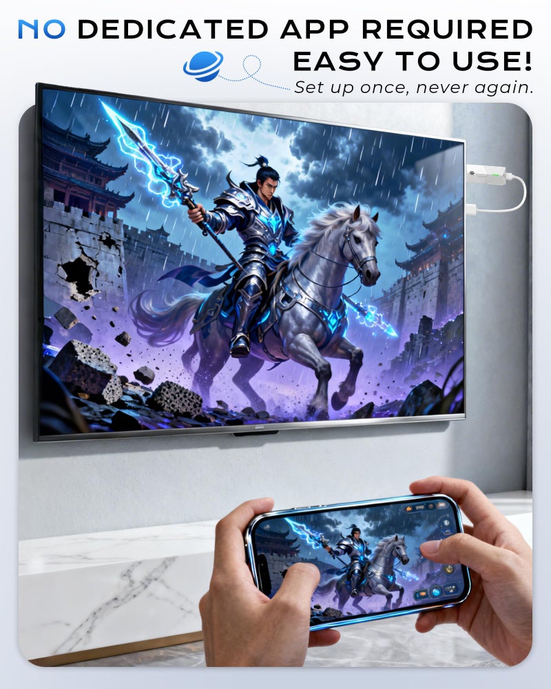Tongtion محول عرض لاسلكي محدث 2026، ناقل محمول 1080p HDMI للبث، AirPlay/Miracast، واي فاي 5GHz | توصيل وتشغيل للهواتف الذكية/الكمبيوتر/التلفاز/البروجيكتور - Image 2