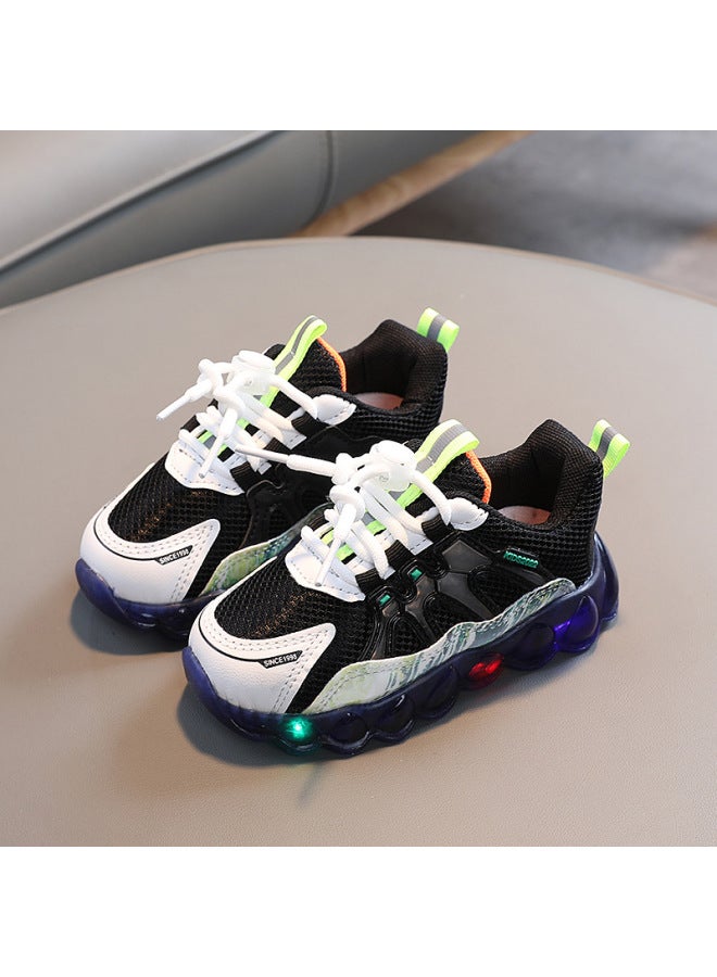 Children's Led Flashing Light Breathable Sneakers Autumn Men's And Women's Mesh Breathable Travel Shoes Baby Casual Shoes