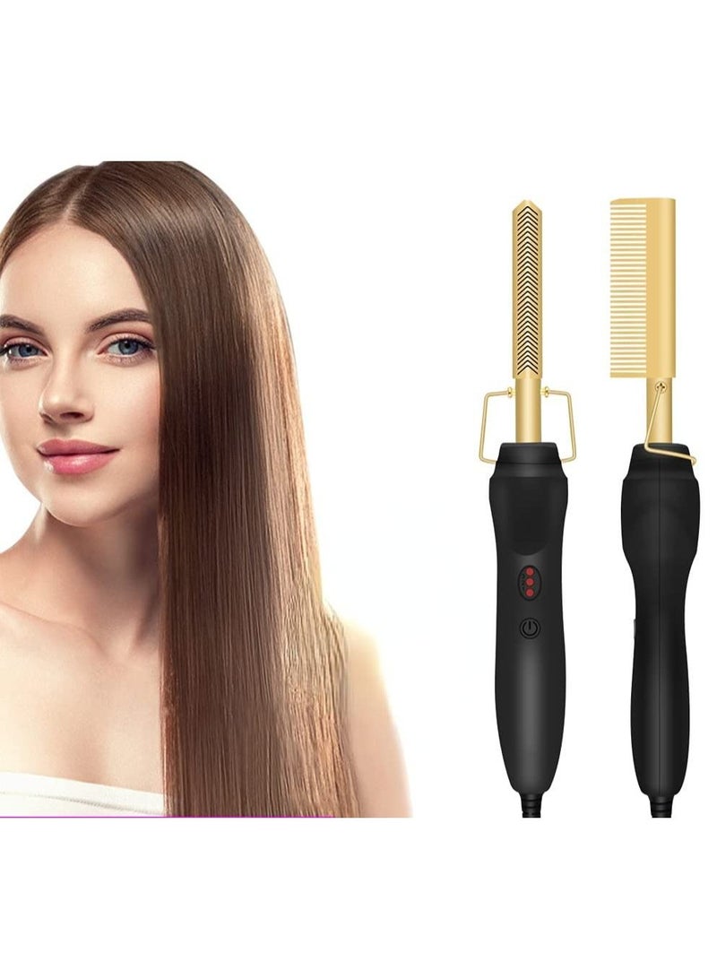 DubaiGallery hair Hot pressing Comb Titanium Fast Heat 450F 230C Electric Ceramic Hair Straightener tools Curling Copper brush - Image 3