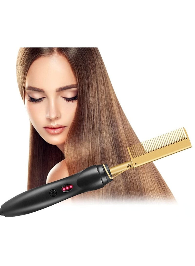 DubaiGallery hair Hot pressing Comb Titanium Fast Heat 450F 230C Electric Ceramic Hair Straightener tools Curling Copper brush - Image 2