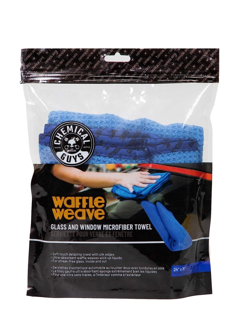Chemical Guys Chemical Guys Waffle Weave Glass and Microfiber Towel Blue 24"x 16"  - Image 1