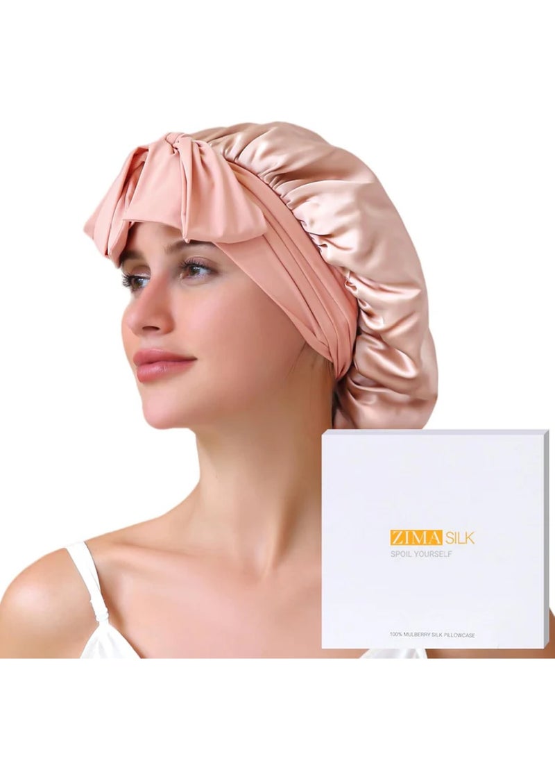 ZIMASILK 22 Momme Silk Sleep Cap with Ice Silk Band  - Image 1