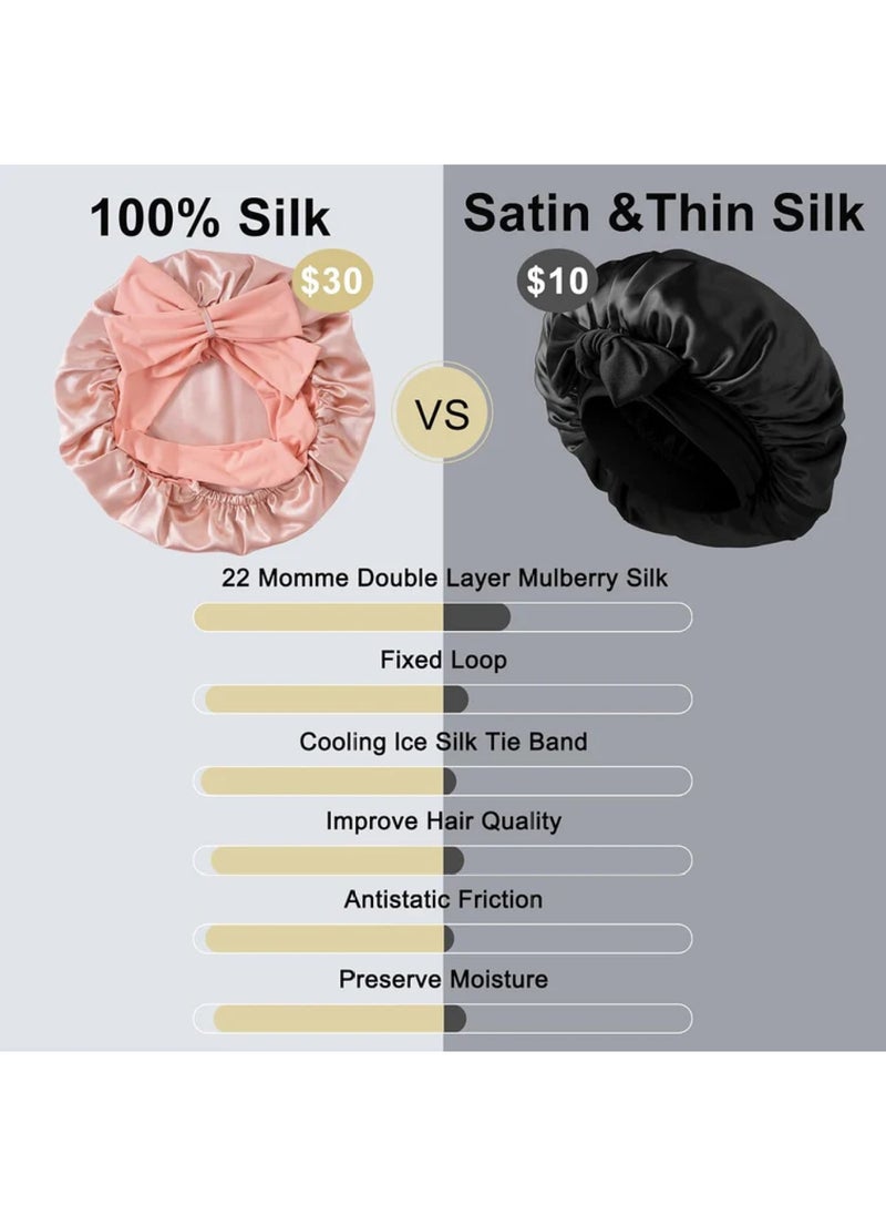 ZIMASILK 22 Momme Silk Sleep Cap with Ice Silk Band  - Image 4