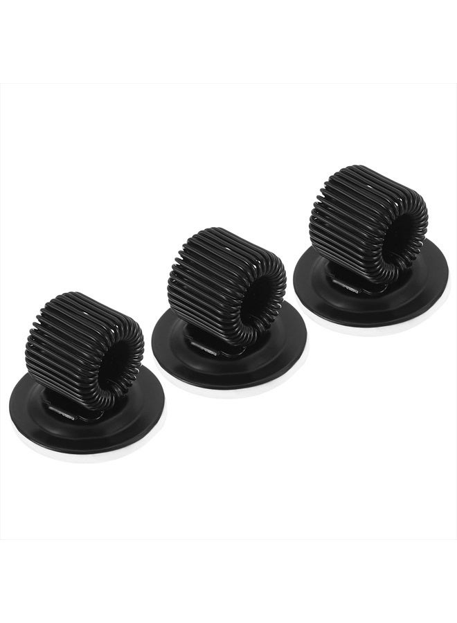 PATIKIL Pen Holder Clips, 3Pcs Metal Self Adhesive Spring Loop Pencil Organizer for Office Wall Refrigerator Whiteboard Map, Black - Image 1