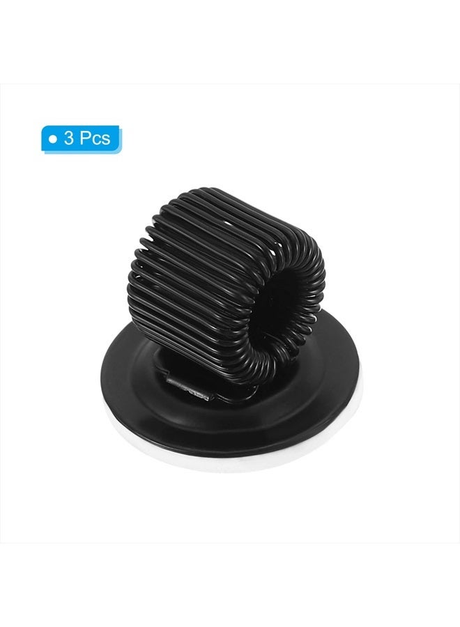 PATIKIL Pen Holder Clips, 3Pcs Metal Self Adhesive Spring Loop Pencil Organizer for Office Wall Refrigerator Whiteboard Map, Black - Image 3