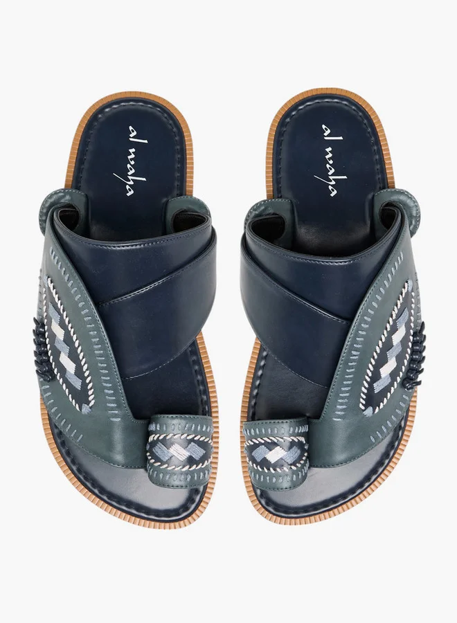 Al Waha Embroidered Slip-On Arabic Sandals with Toe Loop