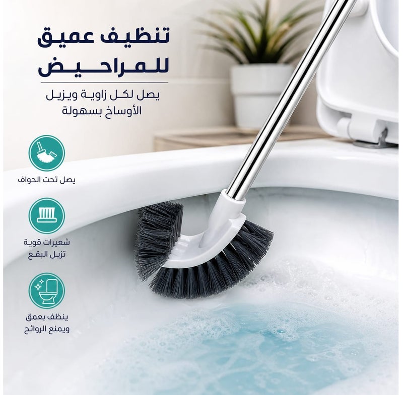 AZ Toilet Cleaning Brush with Holder – Deep Cleaning Strong Bristles – Reaches Under Rim & Corners – Practical Easy Design - Image 2