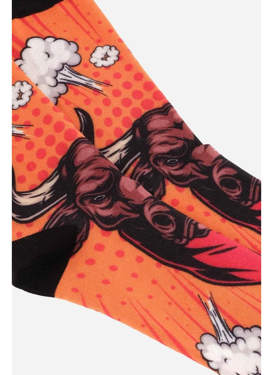 Aytuğ Unisex Cotton Bull Patterned Fun Socks - A-Dfs-B