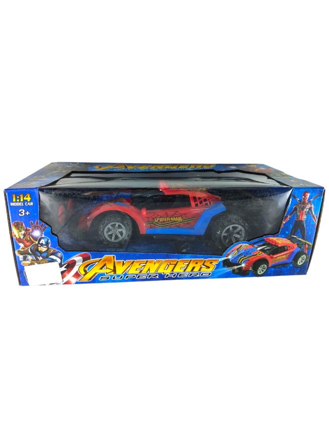 GTG TOYS Avengers Super Hero Remote Control Car, 1:14 Scale, Spider-Man Design, Red and Blue, Plastic, For Children Ages 3 and Up - Image 1