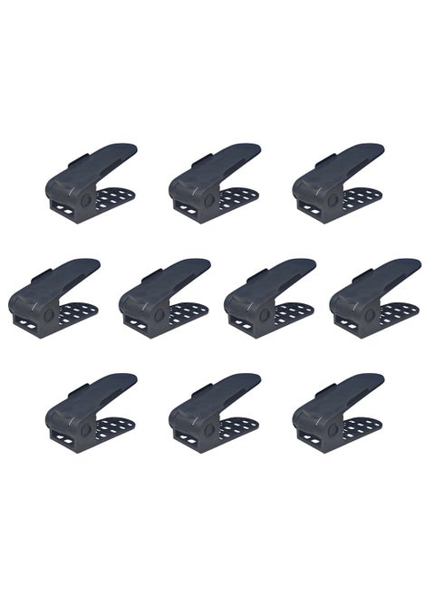 Space Saving Double Deck Plastic Shoe Organizer Adjustable Shoe Slots Holder for Closet Shoes Organizer 10 Pack