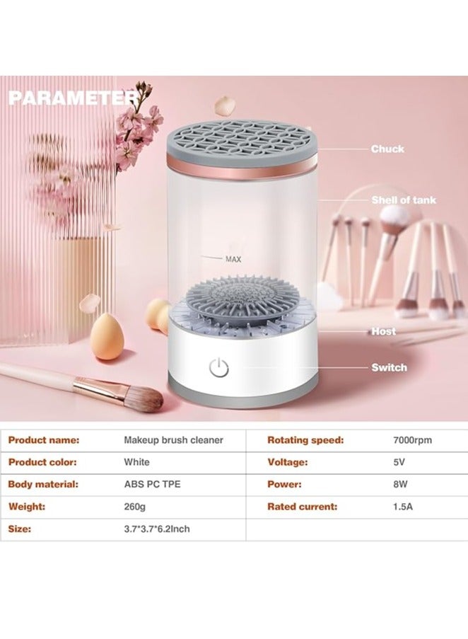 Makeup Brush Cleaner Makeup Brush Cleaner Machine with Brush Clean Mat, Automatic Cosmetic Brush Cleaner for All Size Makeup Brushes Set (White) - Image 2