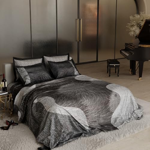 Stoa Paris 300TC Enriched Cotton Super Size Bedsheet with 4 Pillow Covers, 274cm x 274cm Ideal for Double & King Size Bed, Breathable, Moisture Absorption, All-Season Comfort, Untamed - Charcoal - Image 3