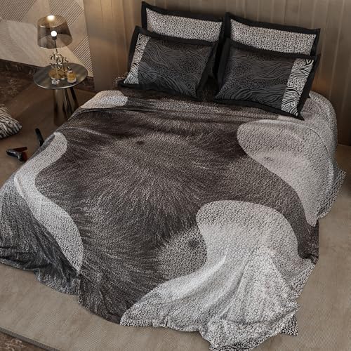 Stoa Paris 300TC Enriched Cotton Super Size Bedsheet with 4 Pillow Covers, 274cm x 274cm Ideal for Double & King Size Bed, Breathable, Moisture Absorption, All-Season Comfort, Untamed - Charcoal - Image 4