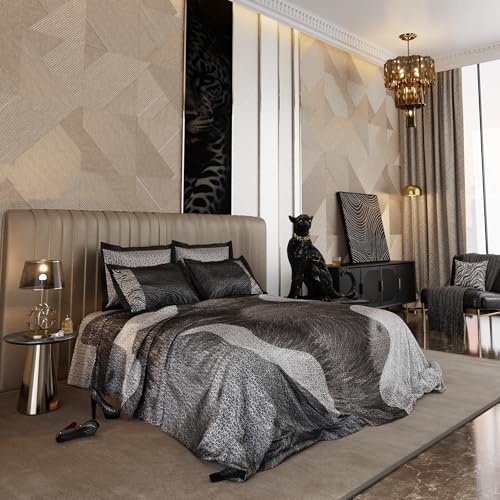 Stoa Paris 300TC Enriched Cotton Super Size Bedsheet with 4 Pillow Covers, 274cm x 274cm Ideal for Double & King Size Bed, Breathable, Moisture Absorption, All-Season Comfort, Untamed - Charcoal - Image 1