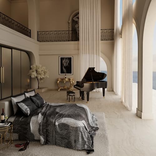 Stoa Paris 300TC Enriched Cotton Super Size Bedsheet with 4 Pillow Covers, 274cm x 274cm Ideal for Double & King Size Bed, Breathable, Moisture Absorption, All-Season Comfort, Untamed - Charcoal - Image 2