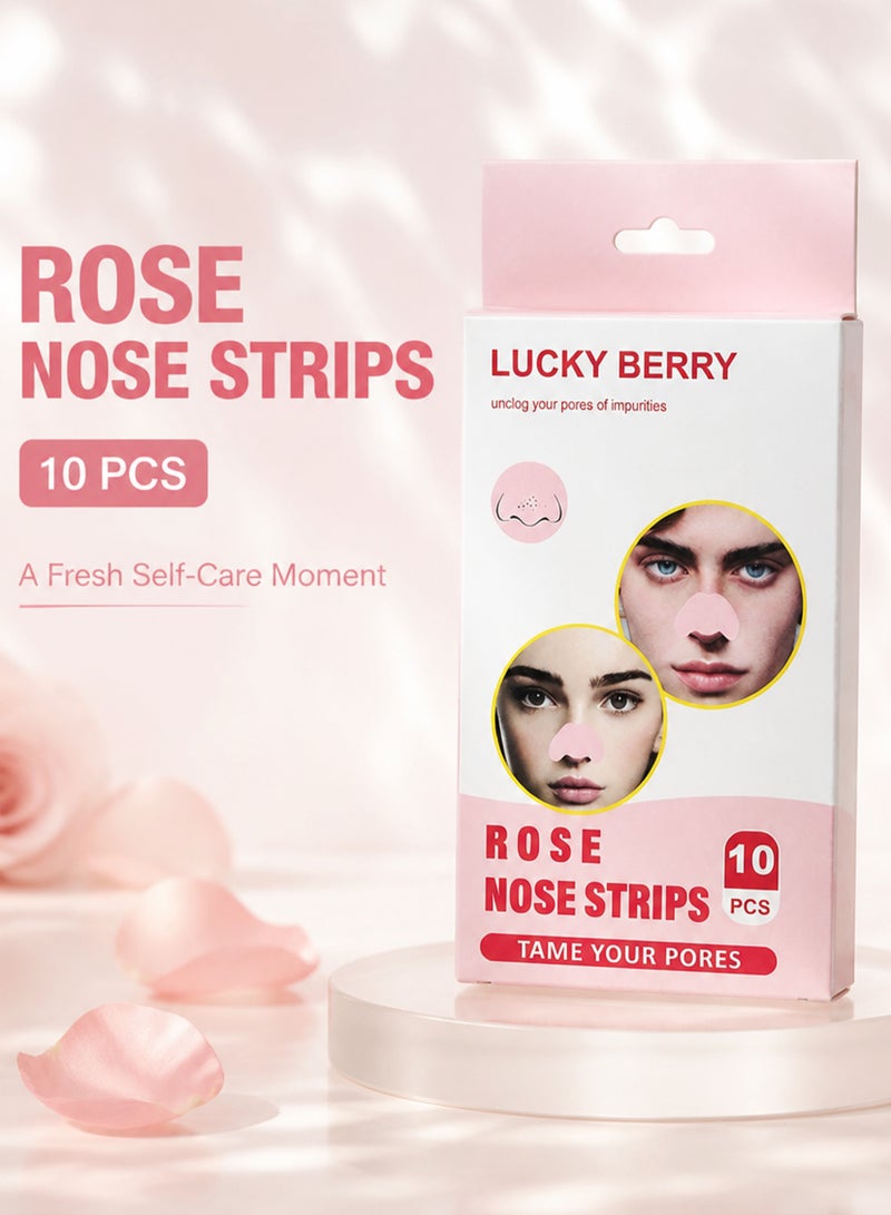FLYROAD Blackhead Removal Nose Strips (10 strips per pack), Rose Scented Pore-Minimizing Nose Strips - Image 2
