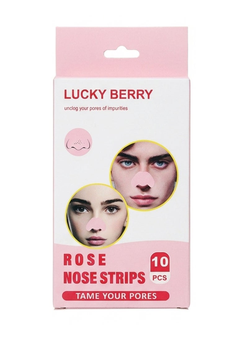 FLYROAD Blackhead Removal Nose Strips (10 strips per pack), Rose Scented Pore-Minimizing Nose Strips - Image 1