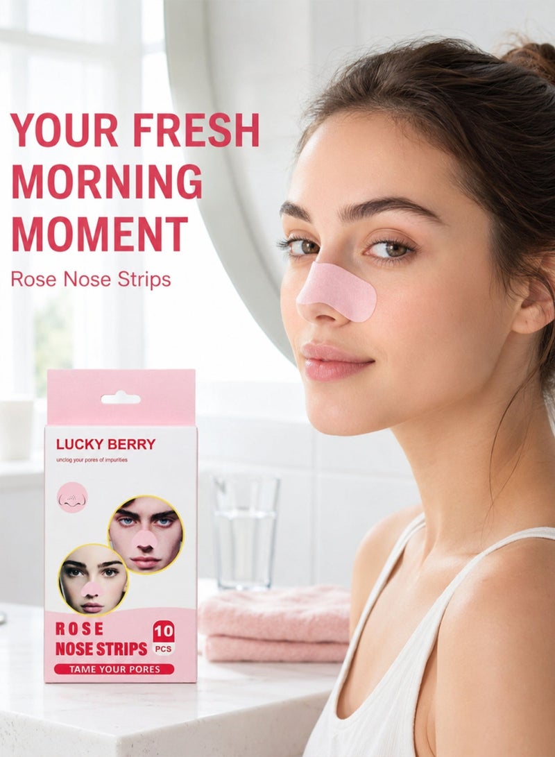FLYROAD Blackhead Removal Nose Strips (10 strips per pack), Rose Scented Pore-Minimizing Nose Strips - Image 3