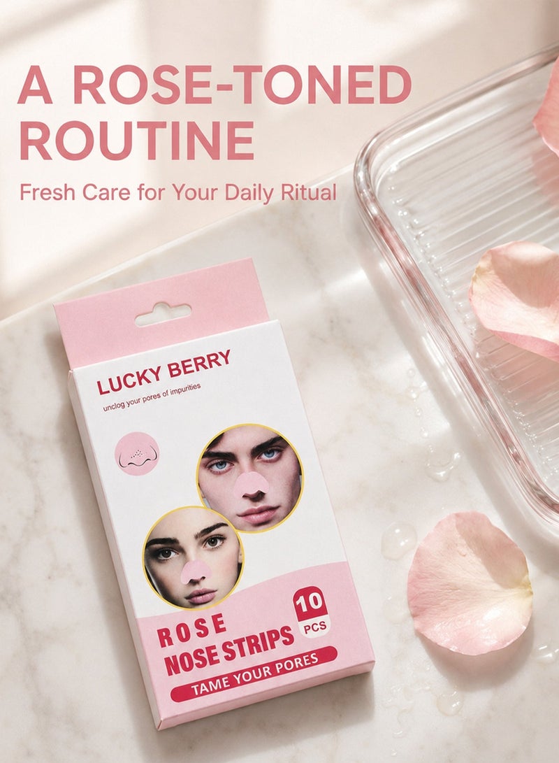 FLYROAD Blackhead Removal Nose Strips (10 strips per pack), Rose Scented Pore-Minimizing Nose Strips - Image 4