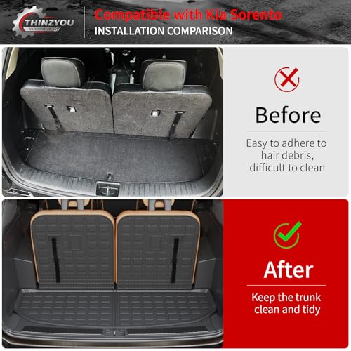 Thinzyou Cargo Mat Compatible with 2021-2025 Kia Sorento Cargo Liner Trunk Mat Trunk Liner TPE All Weather Back Seat Cover Protector 2024 Sorento Accessories (Trunk Mat with Backrest Mat) - Image 2
