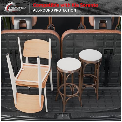 Thinzyou Cargo Mat Compatible with 2021-2025 Kia Sorento Cargo Liner Trunk Mat Trunk Liner TPE All Weather Back Seat Cover Protector 2024 Sorento Accessories (Trunk Mat with Backrest Mat) - Image 5