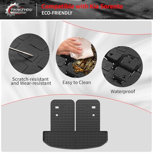 Thinzyou Cargo Mat Compatible with 2021-2025 Kia Sorento Cargo Liner Trunk Mat Trunk Liner TPE All Weather Back Seat Cover Protector 2024 Sorento Accessories (Trunk Mat with Backrest Mat) - Image 4