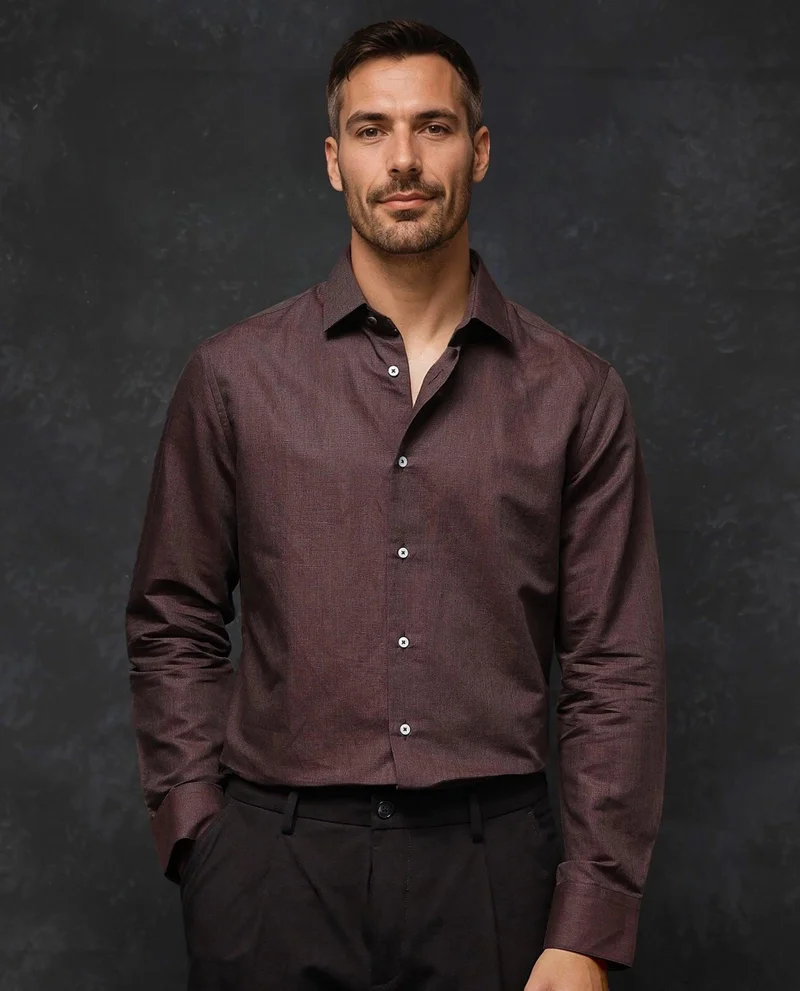 Rare Rabbit Men's Textured Business Plain Shirt