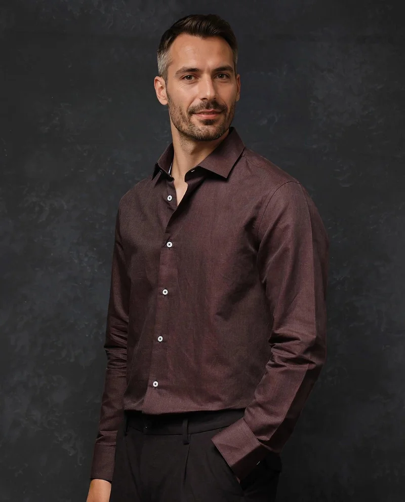 Rare Rabbit Men's Textured Business Plain Shirt
