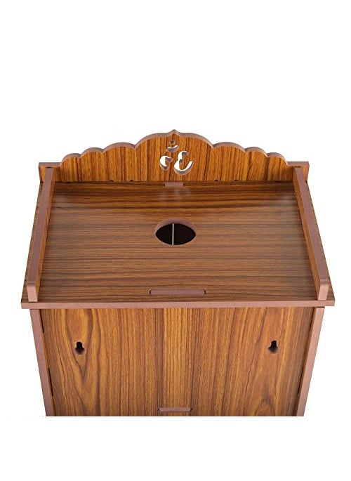 AVAD AVAD Wooden Readymade Wall Hanging Puja Temple for Home God Stand for Pooja Room Mandir Wood Devghar Stand for Office and Shop AVAD455 orenge Door Temple  - Image 4