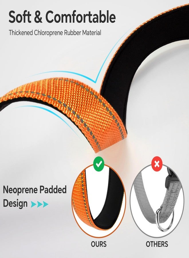 Glohoop Reflective Dog Collar with Quick Release Buckle - Metal Ring - Adjustable Soft Neoprene Padded Basic Dog Collar for Small Medium Large Dogs (Orange, Medium :Width 1",Neck 13.8-19.6") - Image 4