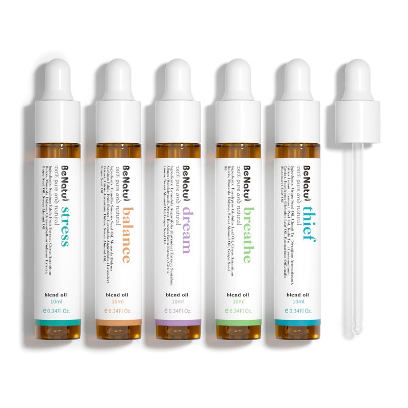 benatu Essential Oils Blend Set, Relaxation Fragrance Gift for Women and Men, Natural Aromatherapy Kit for Diffuser, Home, Body Topical Massage (Dream, Breathe, Balance, Stress, Thief) - Image 1