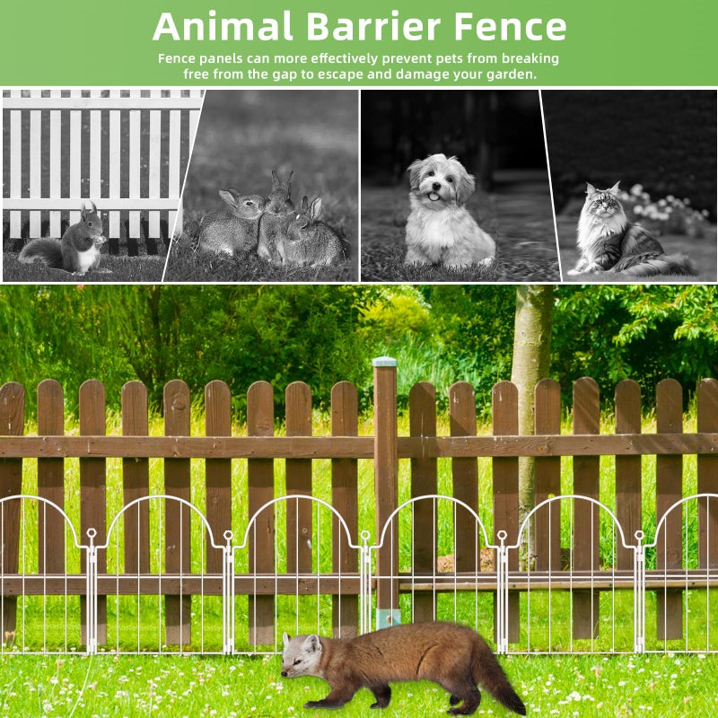 Blingluck 10 Pack Decorative Garden Fence, 17in x10ft Garden Fencing Animal Barrier for Dogs, Rustproof Metal Fence Panels with Ground Stake, Arched Flower Bed Edging Borders for Yard & Patio, White - Image 5
