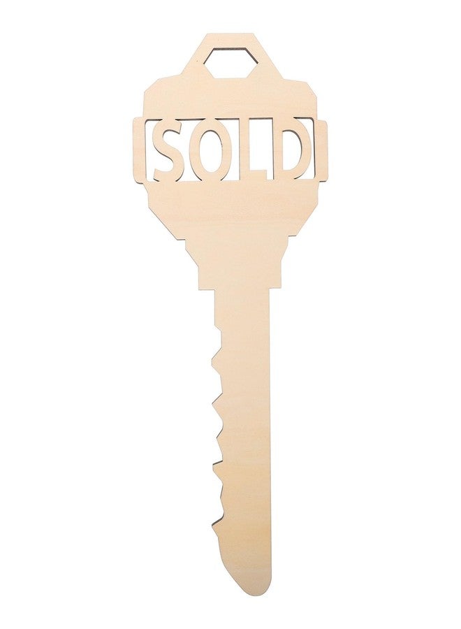 POPETPOP Real Estate Key Shaped Sold Sign - Wooden Key Christmas Sign Real Estate Sold Sign Social Media Photo Prop for Realtor and New Home Owners Real Estate Agent - Image 1