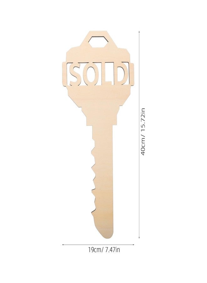 POPETPOP Real Estate Key Shaped Sold Sign - Wooden Key Christmas Sign Real Estate Sold Sign Social Media Photo Prop for Realtor and New Home Owners Real Estate Agent - Image 3