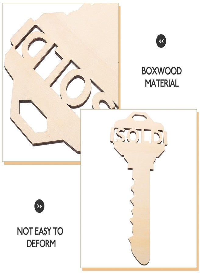 POPETPOP Real Estate Key Shaped Sold Sign - Wooden Key Christmas Sign Real Estate Sold Sign Social Media Photo Prop for Realtor and New Home Owners Real Estate Agent - Image 4