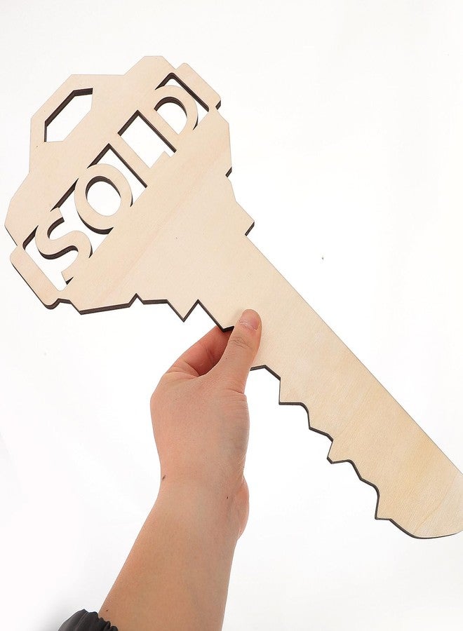POPETPOP Real Estate Key Shaped Sold Sign - Wooden Key Christmas Sign Real Estate Sold Sign Social Media Photo Prop for Realtor and New Home Owners Real Estate Agent - Image 5