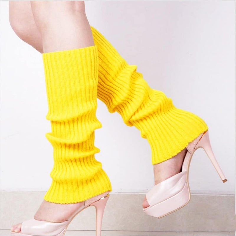Chung Women Juniors Knitted Leg Warmers 16" Neon Party Dance Sports Fitness Halloween Accessory Pack of 1/2/3 - Image 3