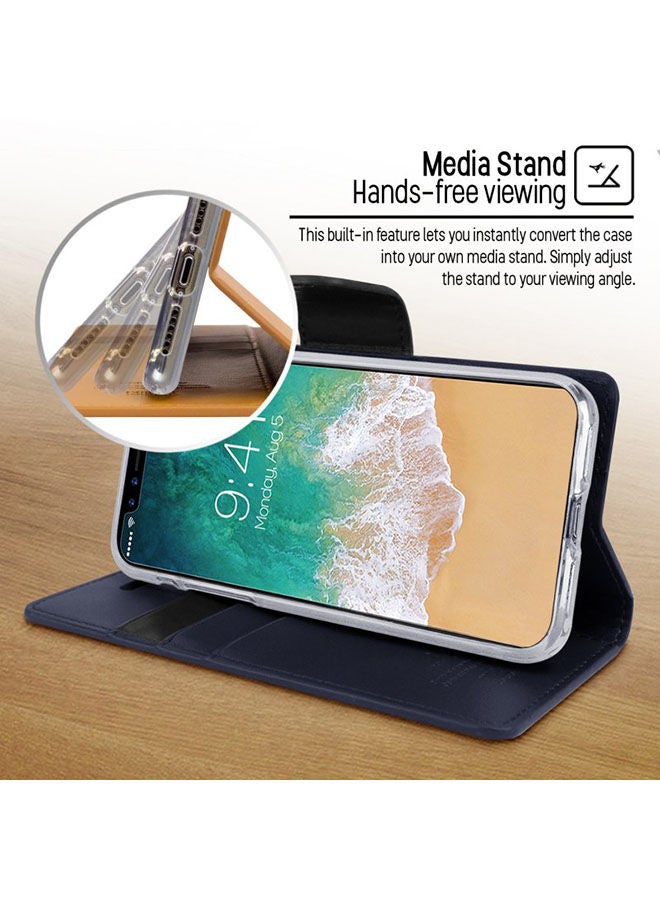 Leather Protective Case Cover For iPhone X/XS Blue - Image 2